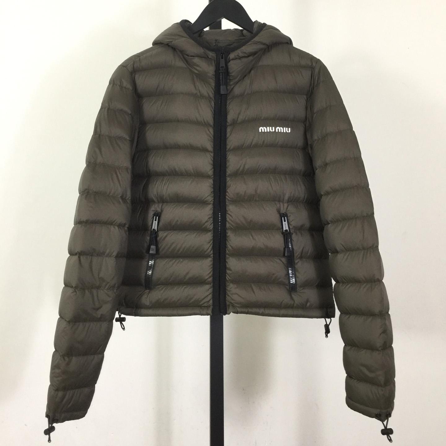 Miu Miu Light Pongé Down Hoodie Jacket - FashionPlug