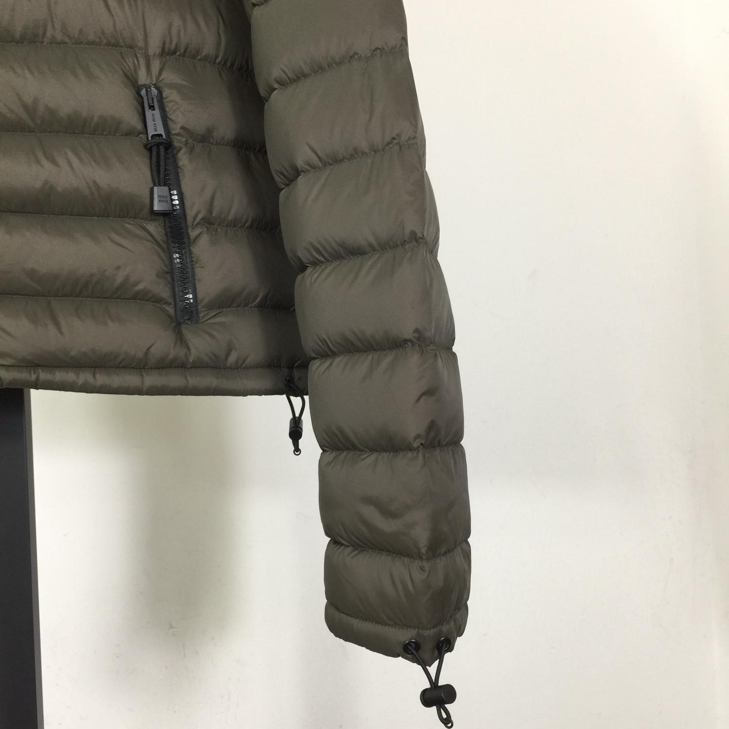 Miu Miu Light Pongé Down Hoodie Jacket - FashionPlug