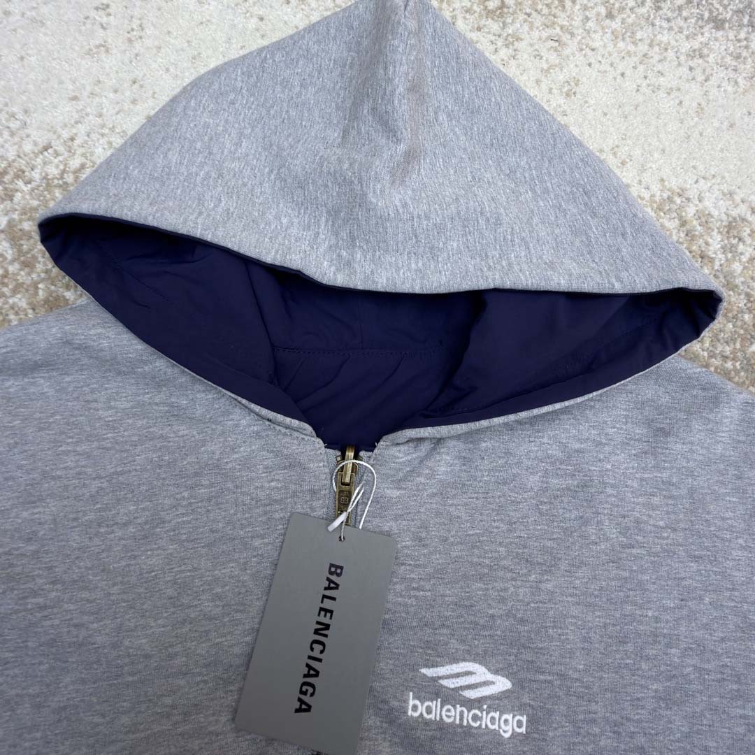 Balenciaga Navy Blue Reversible Jacket With Hood - FashionPlug