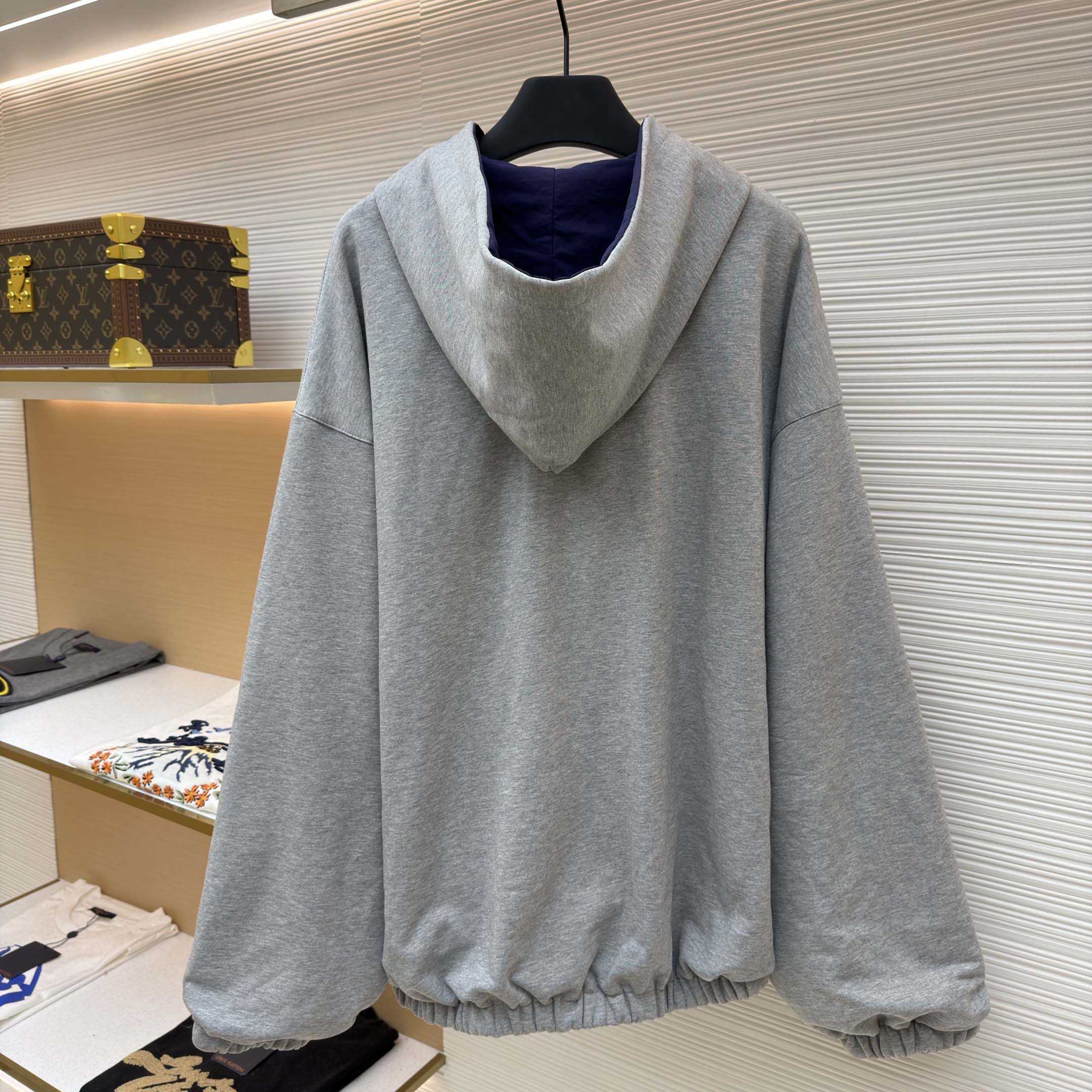 Balenciaga Navy Blue Reversible Jacket With Hood - FashionPlug