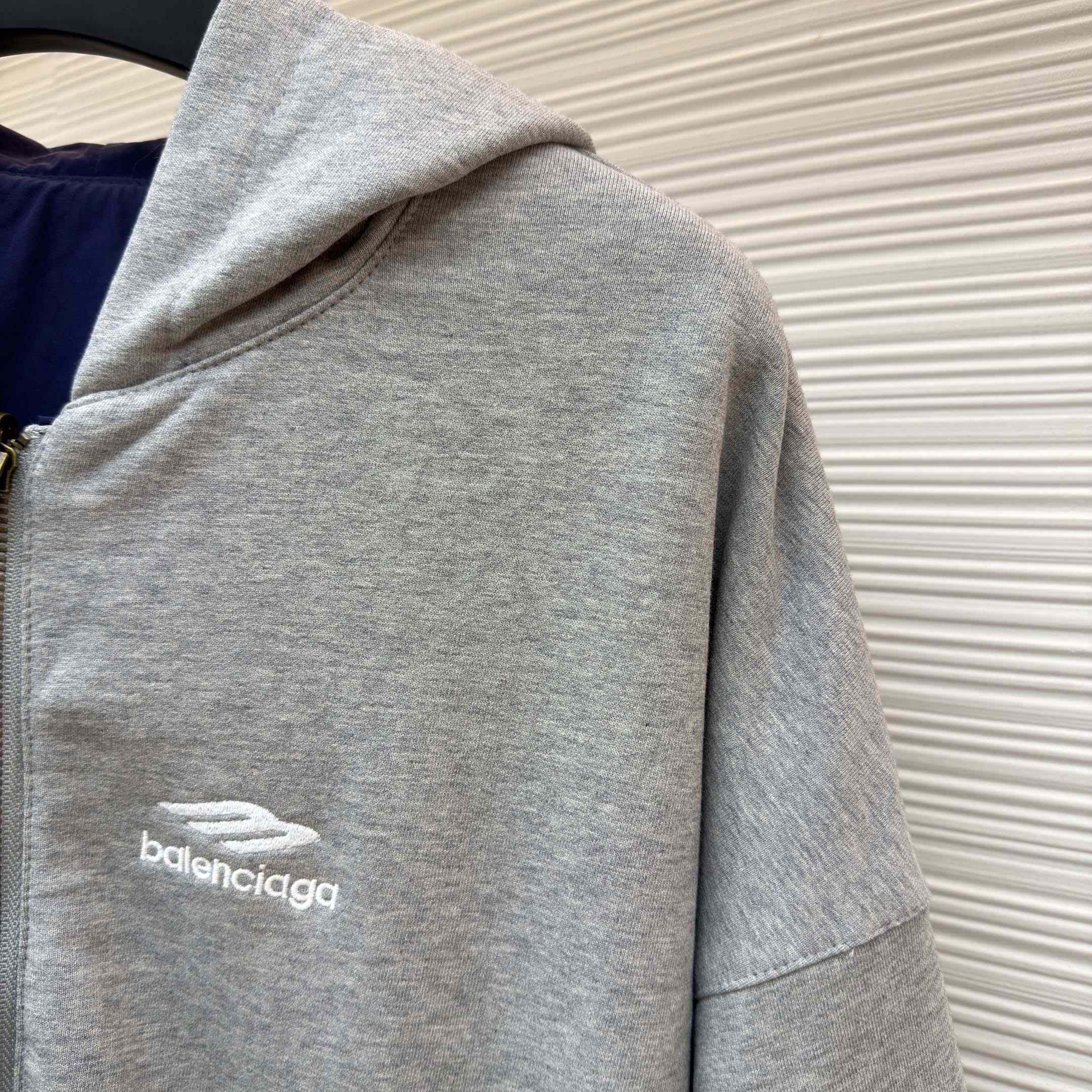 Balenciaga Navy Blue Reversible Jacket With Hood - FashionPlug