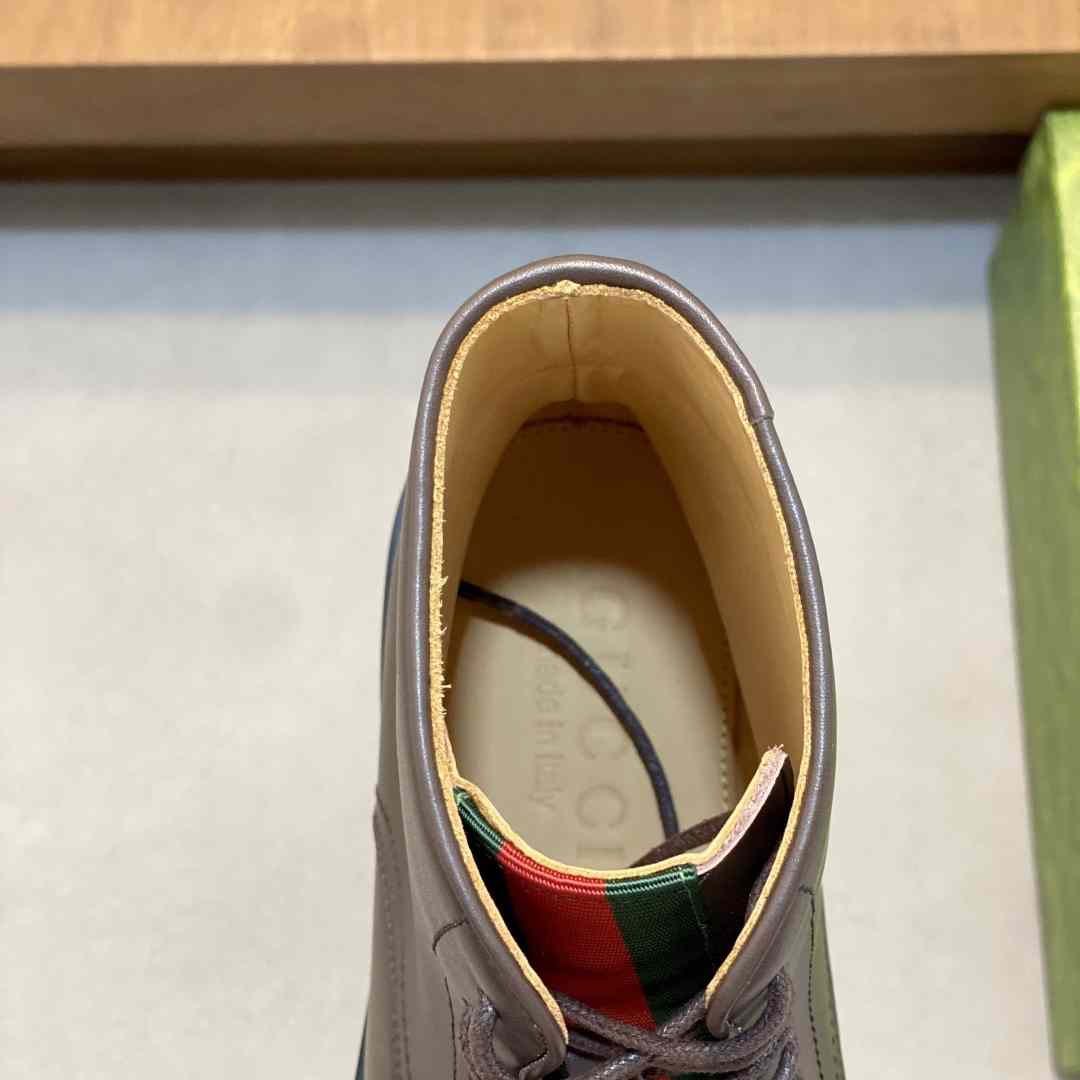 Gucci Men's Leather Lace-Up Boots - FashionPlug