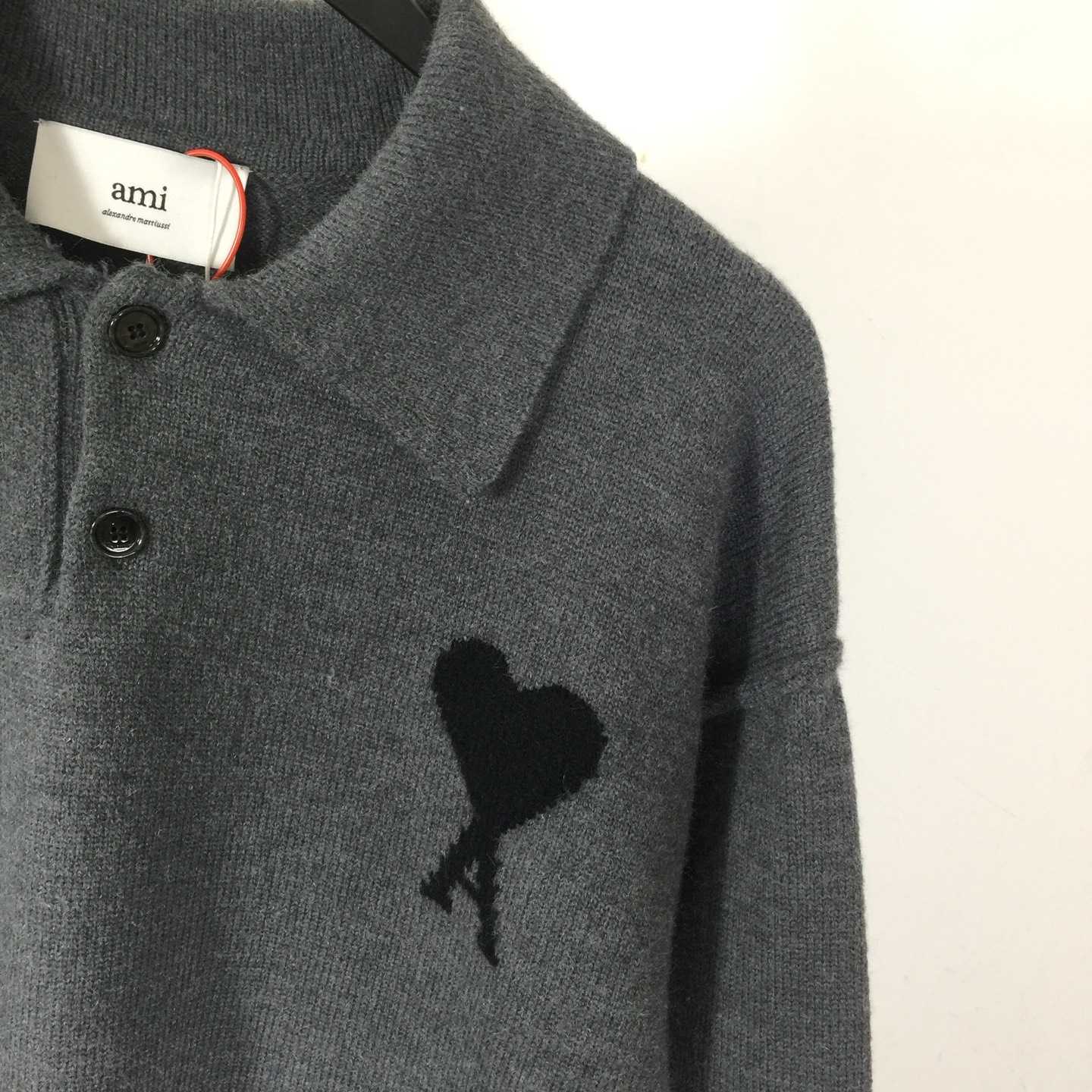 AMI Paris Ami De Coeur Wool Polo Shirt - FashionPlug