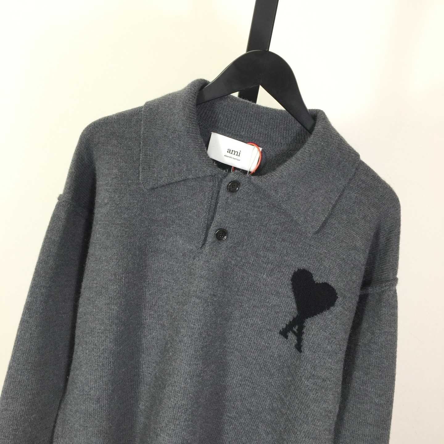 AMI Paris Ami De Coeur Wool Polo Shirt - FashionPlug