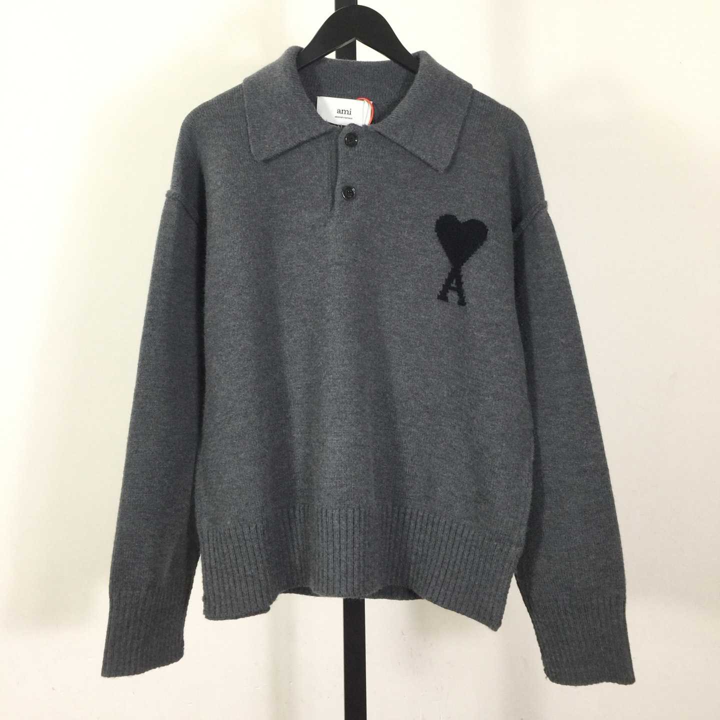 AMI Paris Ami De Coeur Wool Polo Shirt - FashionPlug