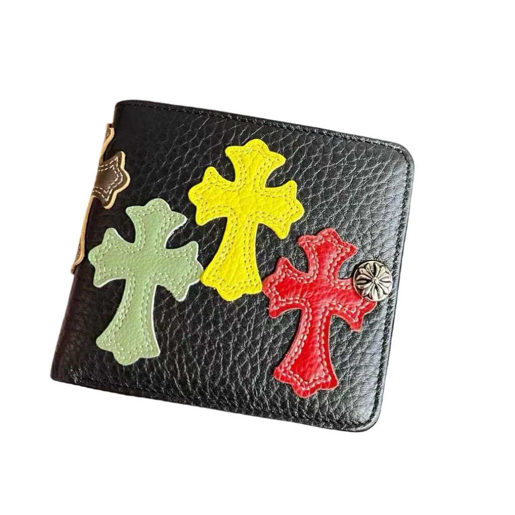 Chrome Heart Leather Cross Wallet - FashionPlug