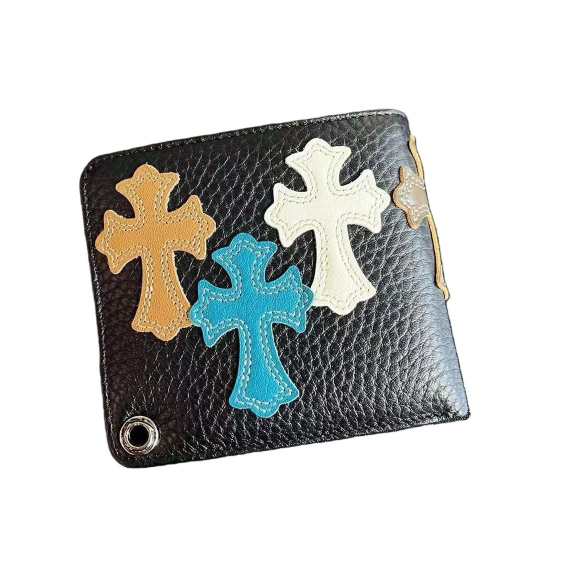 Chrome Heart Leather Cross Wallet - FashionPlug