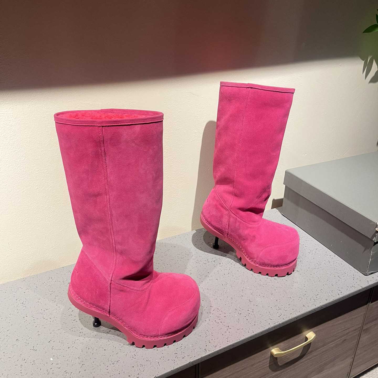 Balenciaga Alaska Fur High Boots - FashionPlug