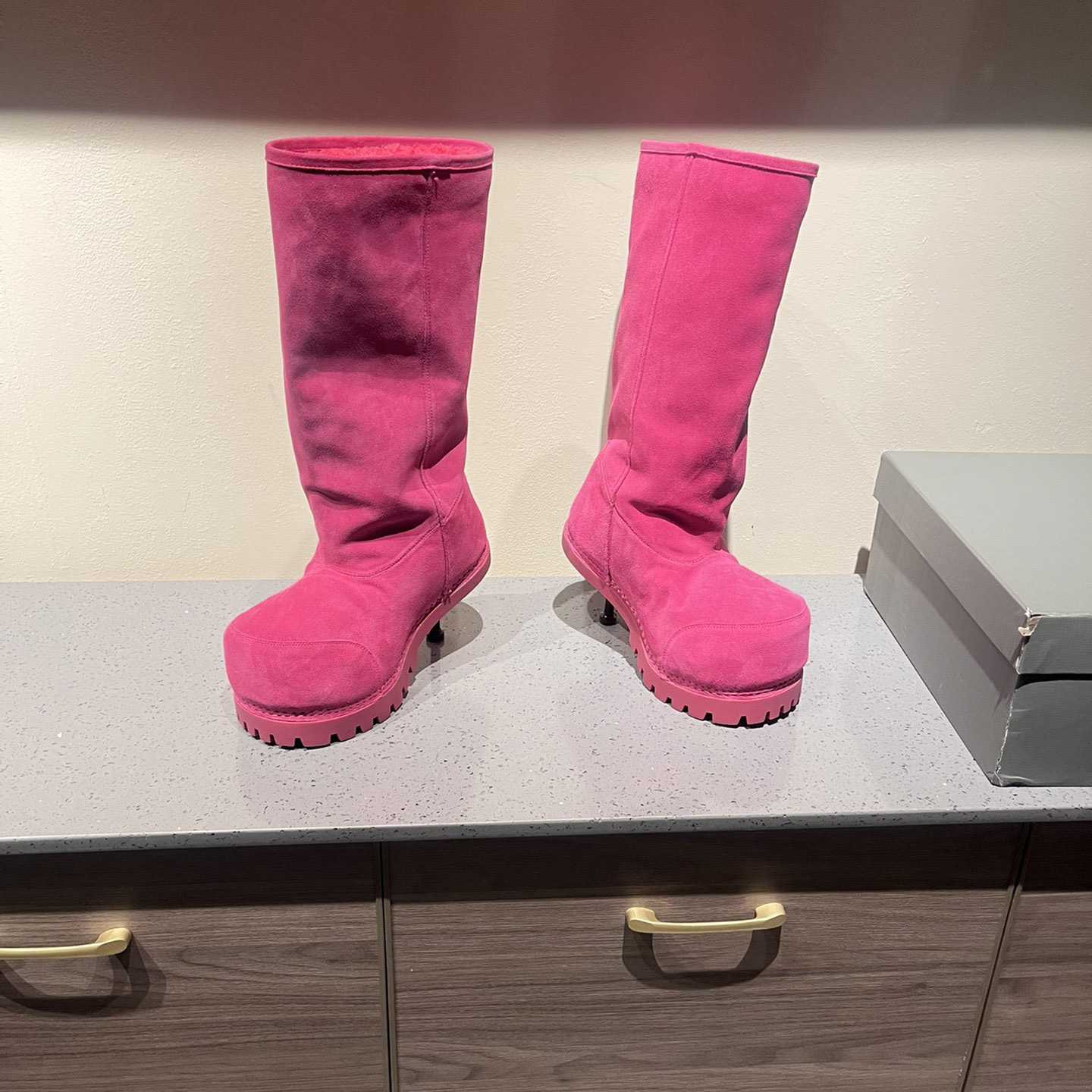 Balenciaga Alaska Fur High Boots - FashionPlug