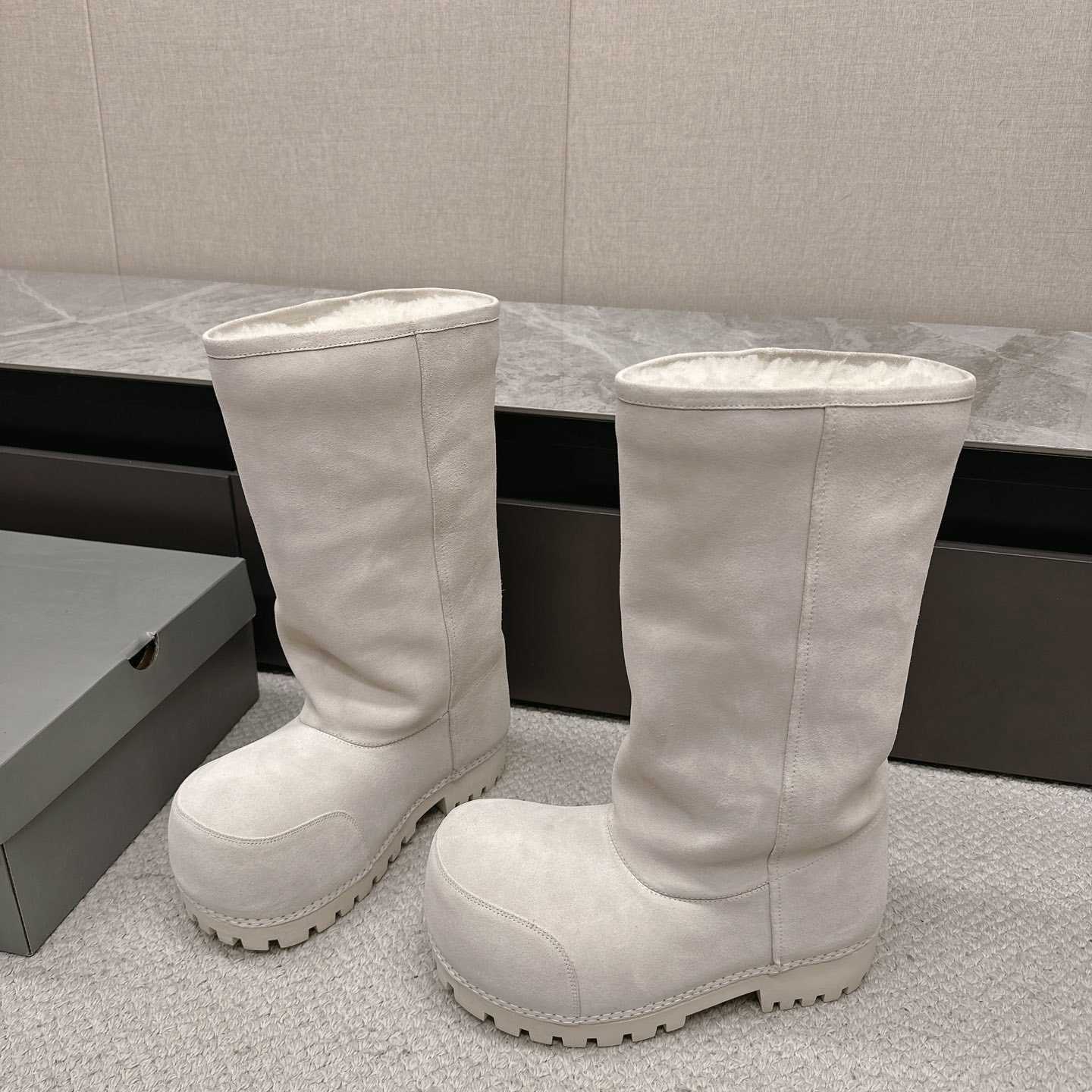 Balenciaga Alaska Fur High Boots - FashionPlug