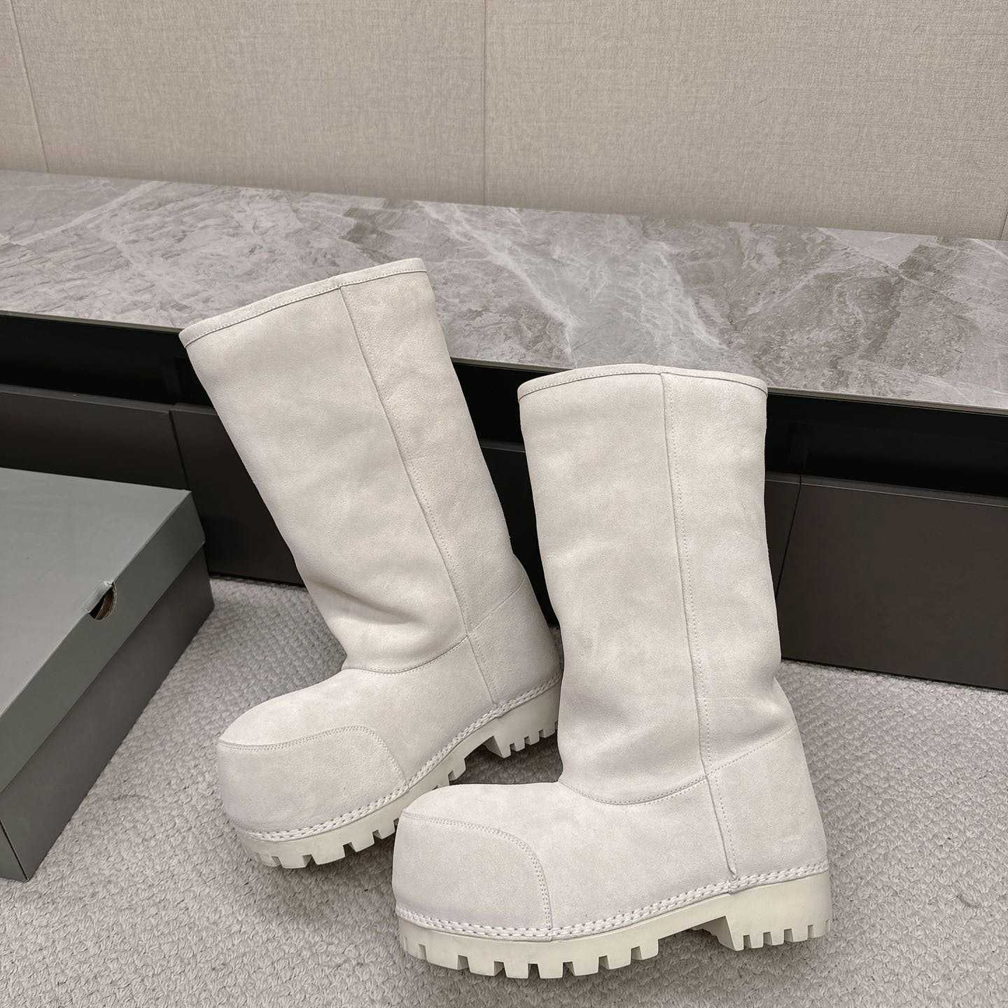 Balenciaga Alaska Fur High Boots - FashionPlug