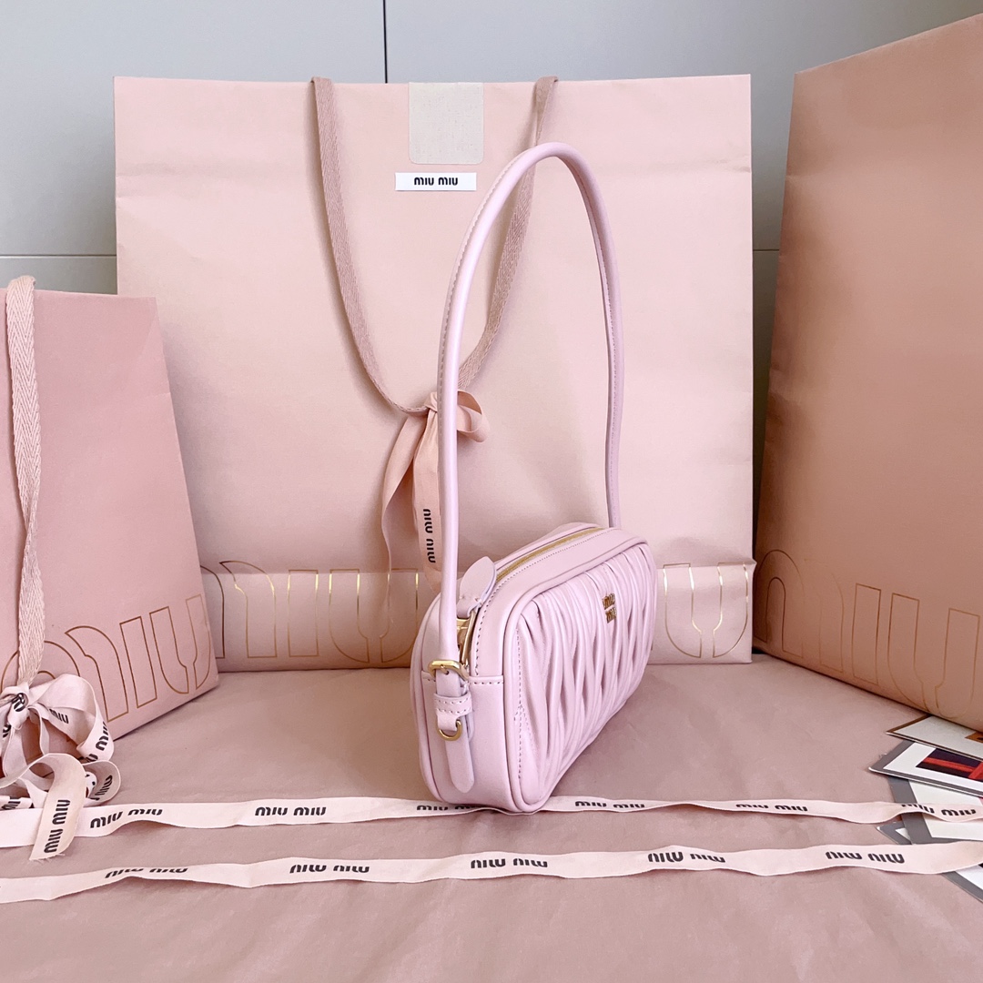 Miu Miu Matelassé Nappa Leather Pouch - FashionPlug
