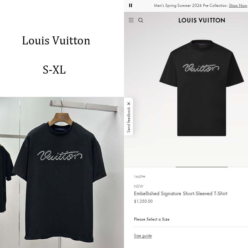 Louis Vuitton Embellished Signature Short-Sleeved T-Shirt   1AJCFH - FashionPlug
