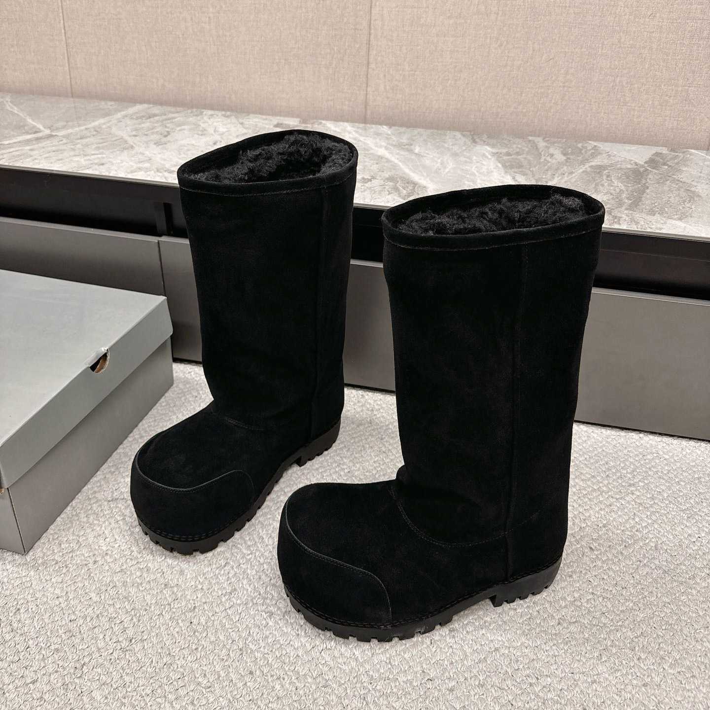 Balenciaga Alaska Fur High Boots - FashionPlug