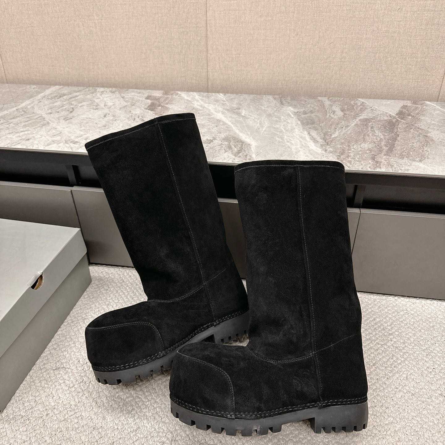 Balenciaga Alaska Fur High Boots - FashionPlug