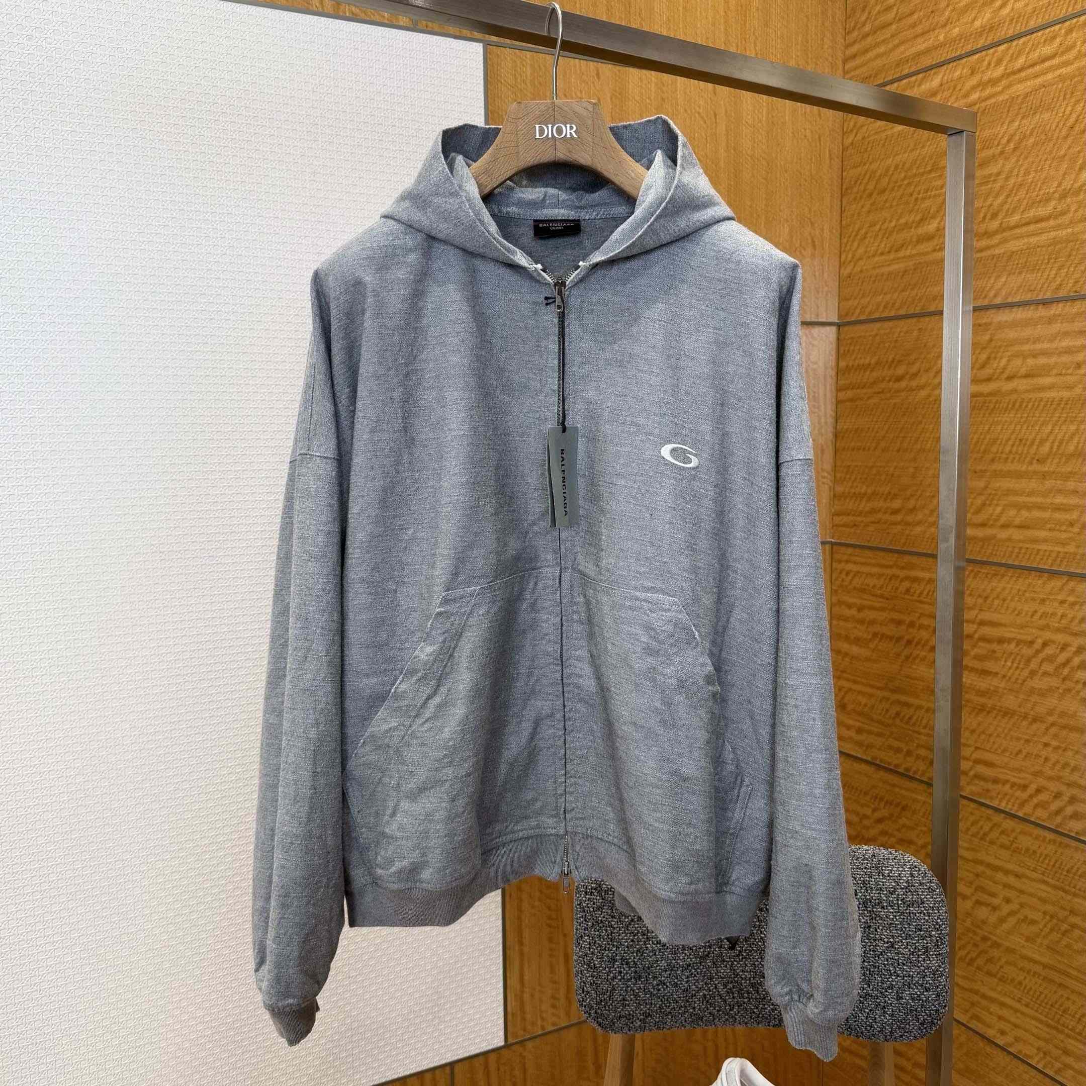 Balenciaga Men's Trompe L'œil Hoodie in Heather Grey - FashionPlug