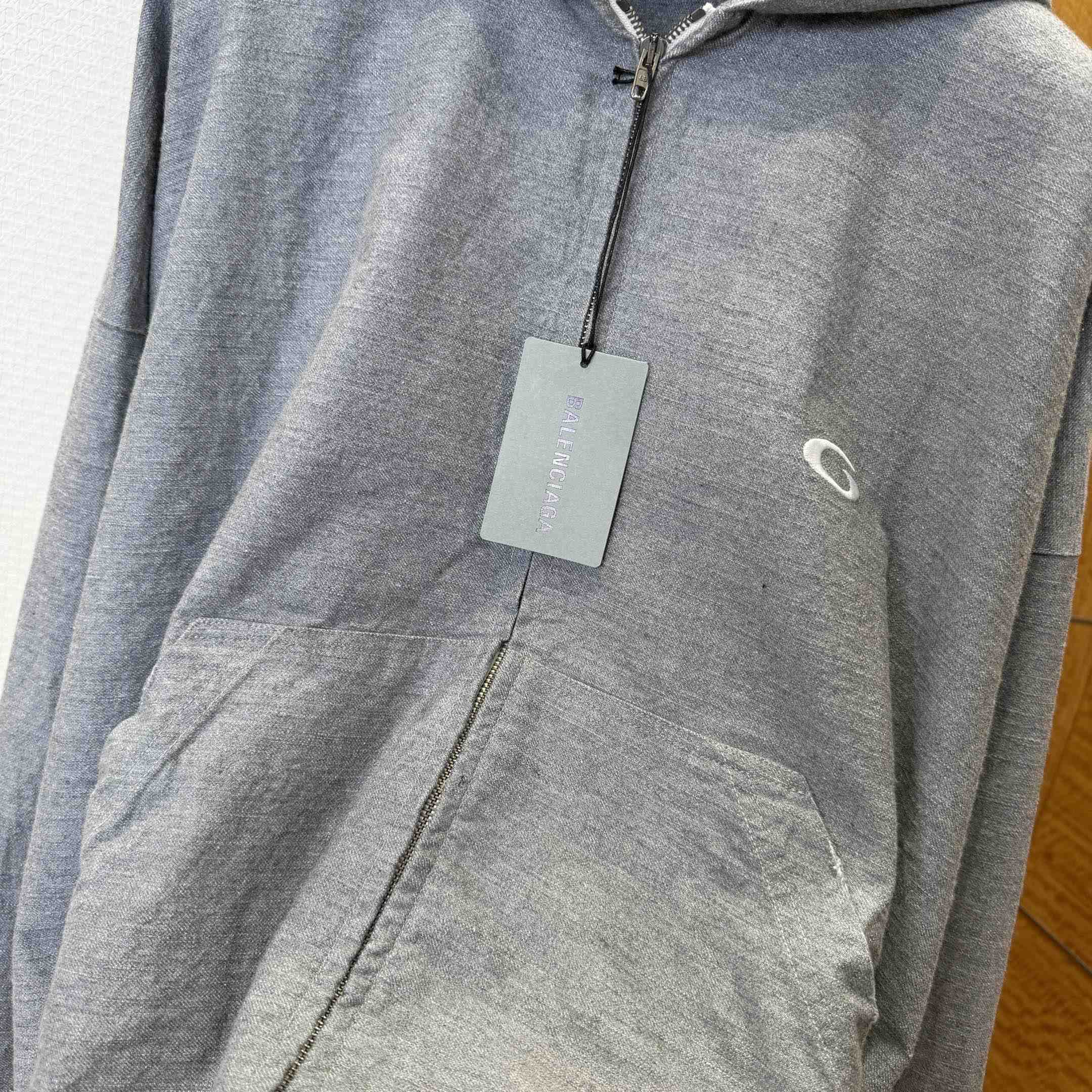 Balenciaga Men's Trompe L'œil Hoodie in Heather Grey - FashionPlug