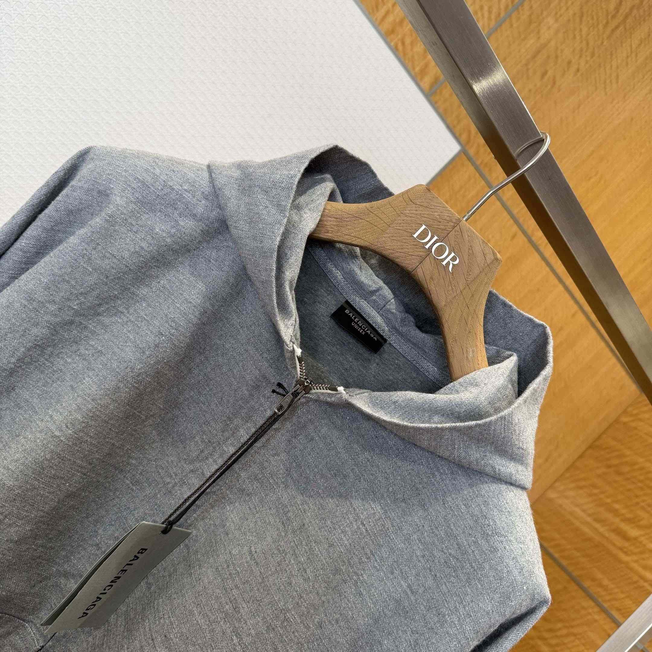 Balenciaga Men's Trompe L'œil Hoodie in Heather Grey - FashionPlug