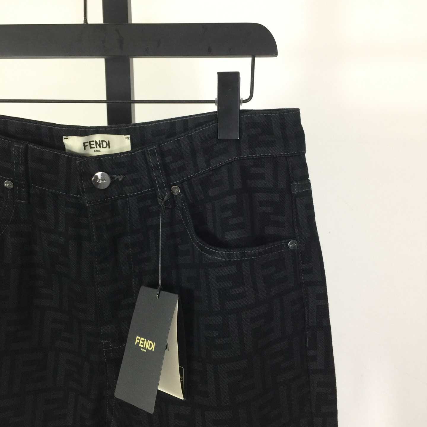 Fendi Black FF Denim Pants - FashionPlug