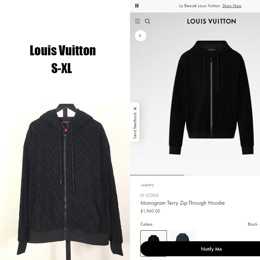 Louis Vuitton Monogram Terry Zip-Through Hoodie   1AGMF2 - FashionPlug