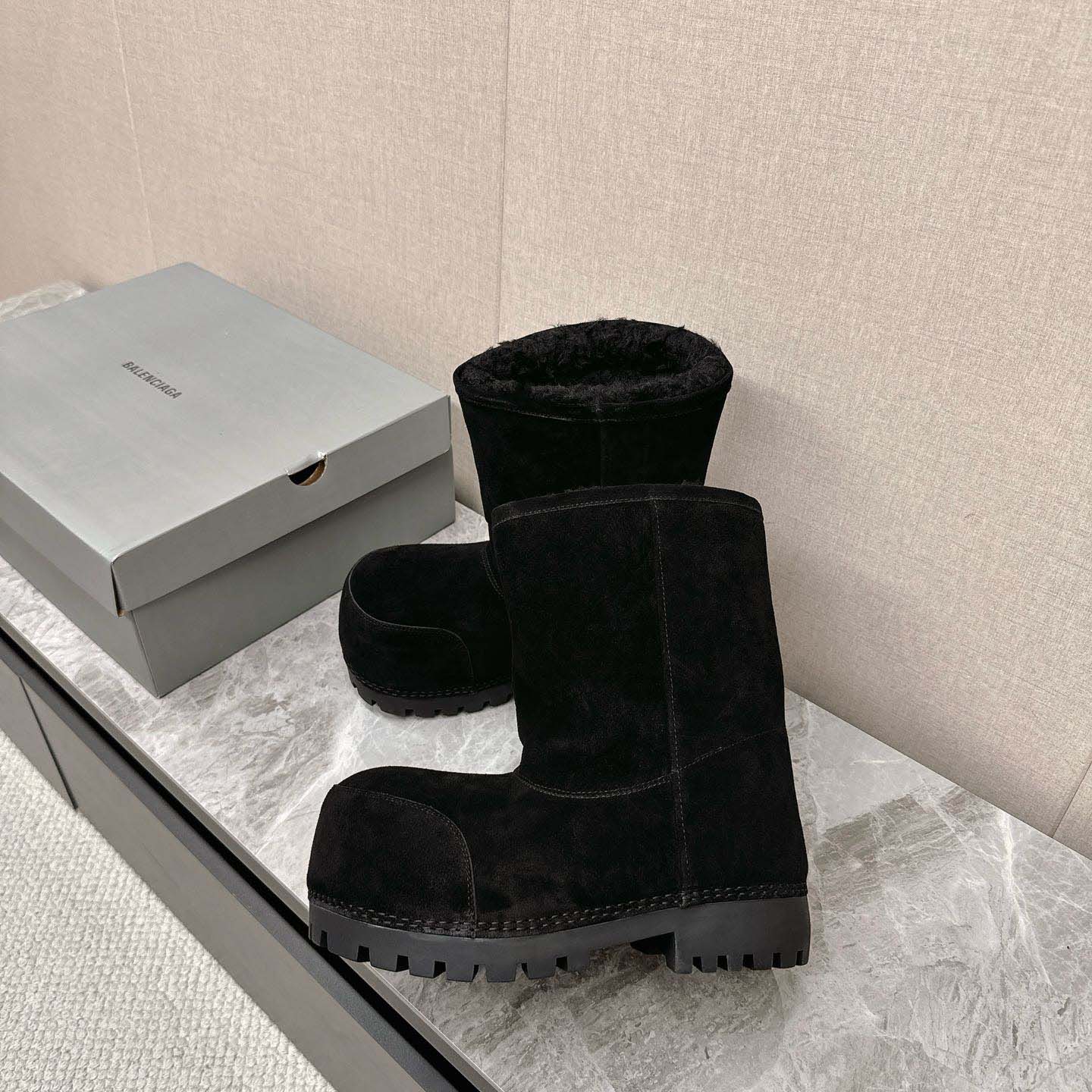 Balenciaga Alaska Fur High Boots - FashionPlug