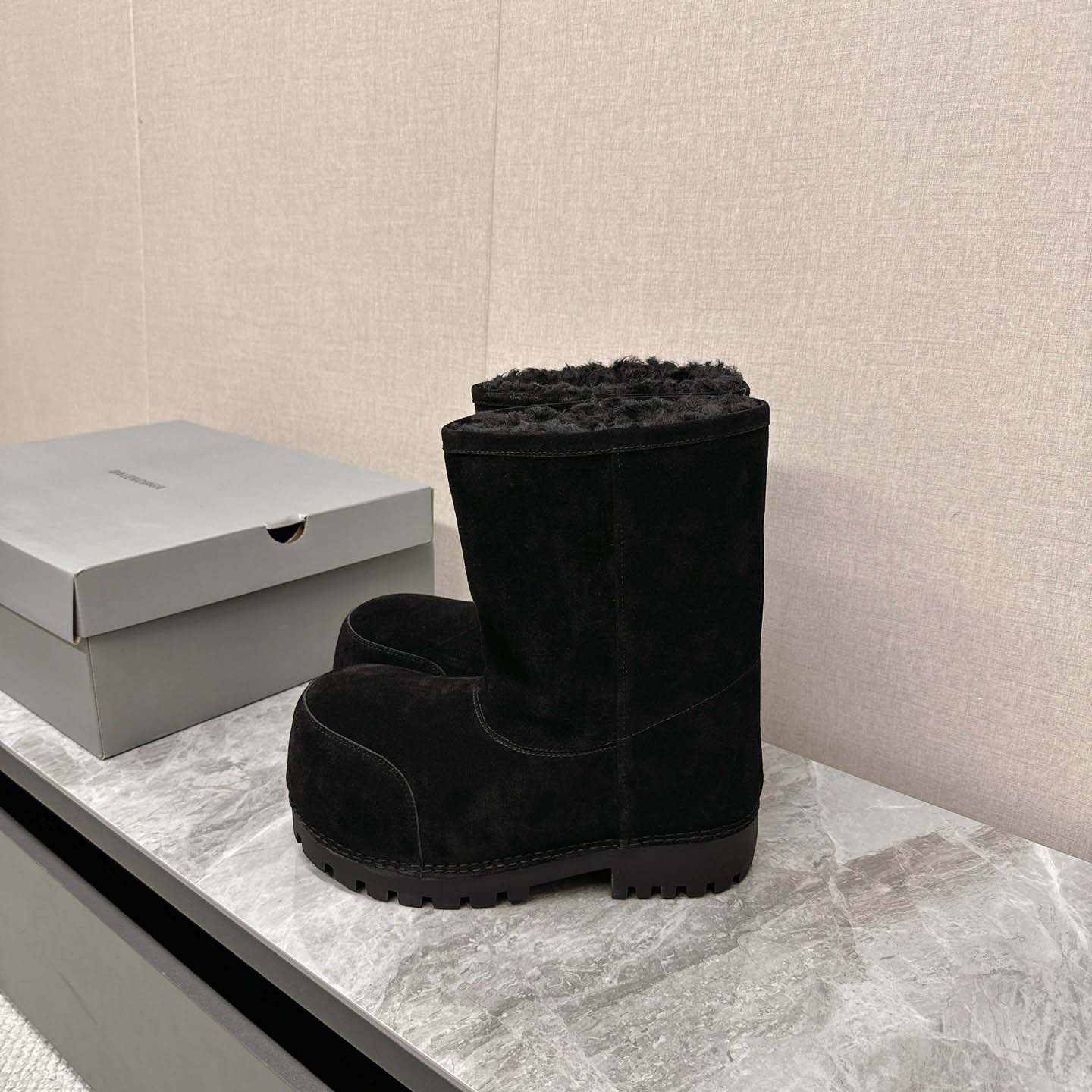 Balenciaga Alaska Fur High Boots - FashionPlug