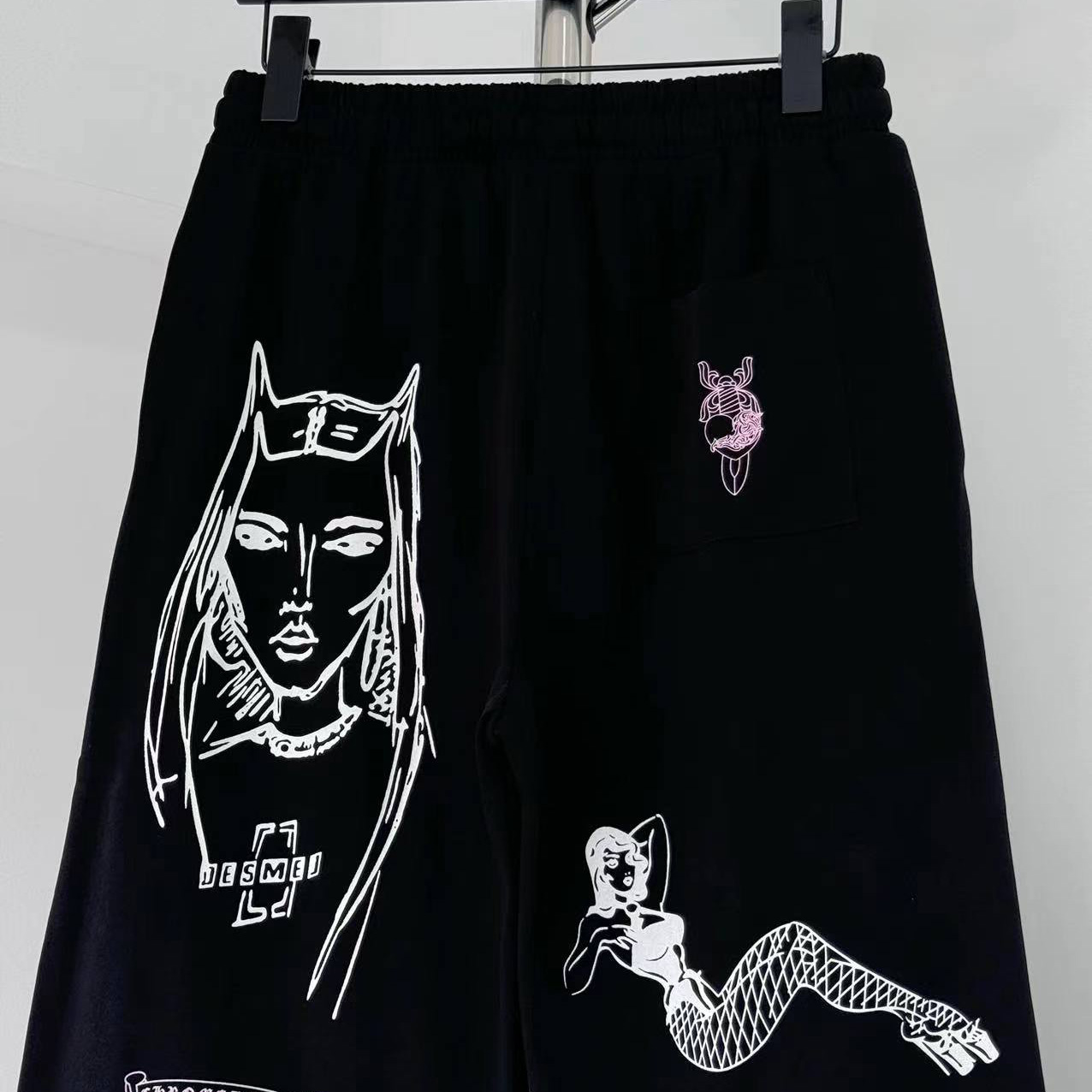 Chrome Hearts - x Deadly Doll Black Comic Print Pants - FashionPlug