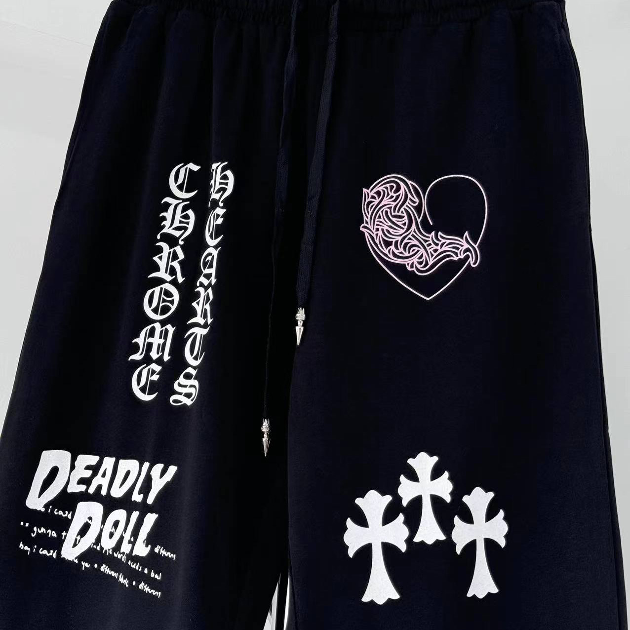 Chrome Hearts - x Deadly Doll Black Comic Print Pants - FashionPlug