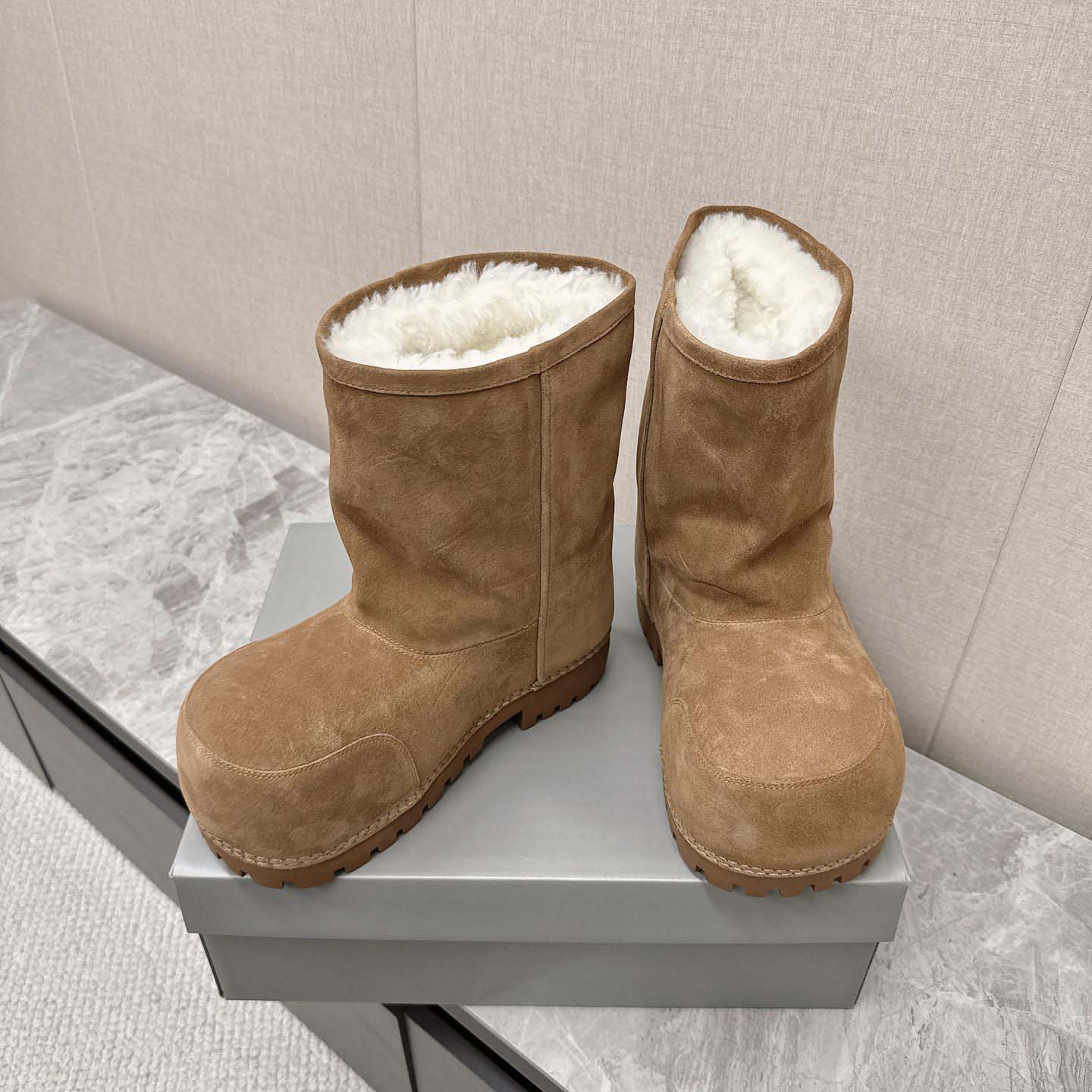 Balenciaga Alaska Fur High Boots - FashionPlug