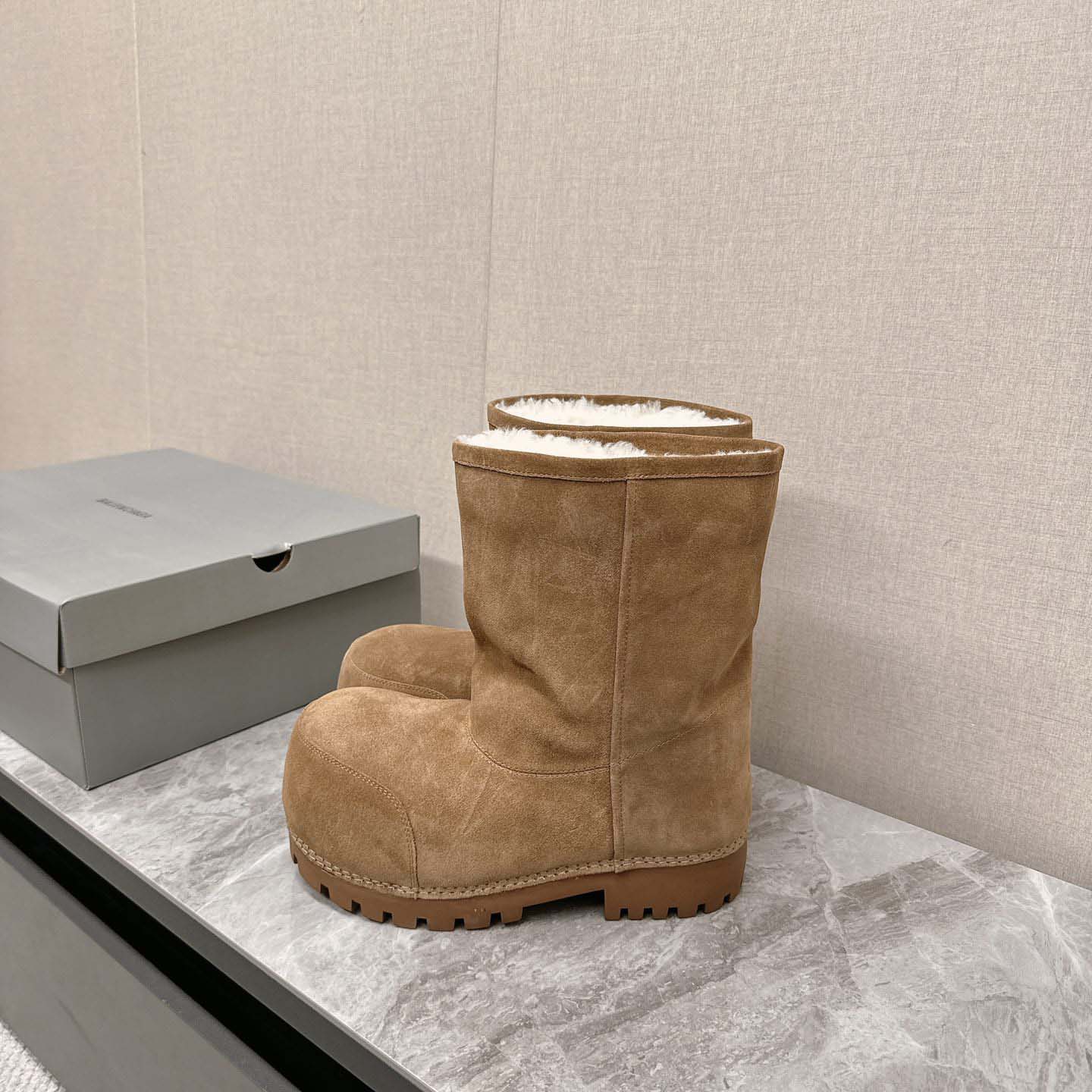 Balenciaga Alaska Fur High Boots - FashionPlug