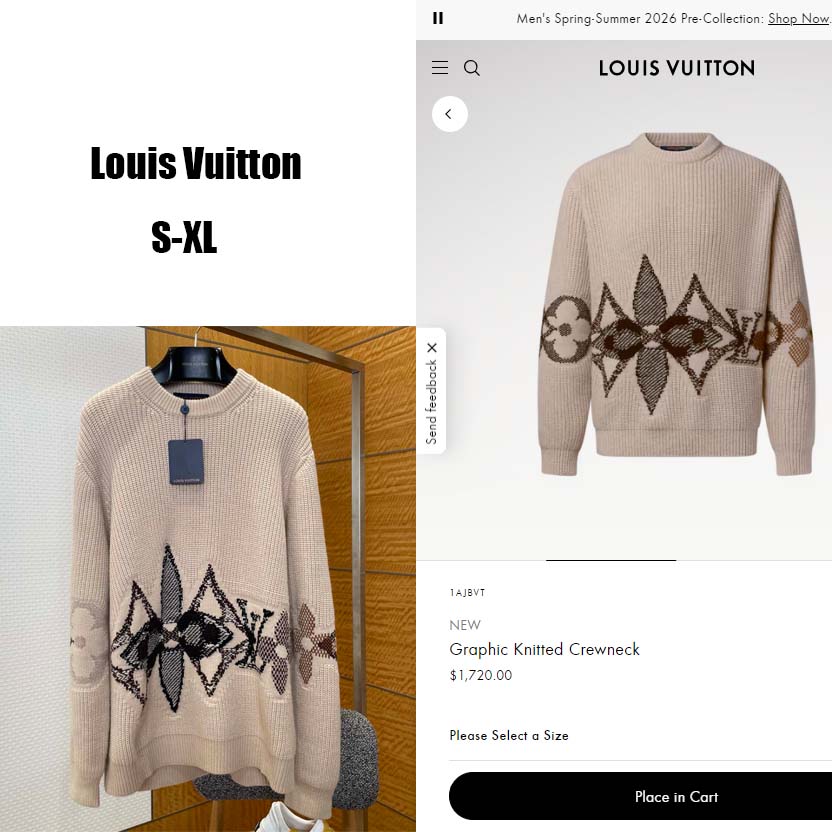 Louis Vuitton Graphic Knitted Crewneck   1AJBVT - FashionPlug