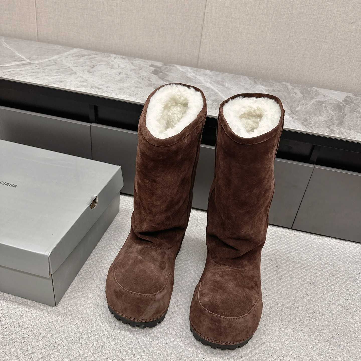 Balenciaga Alaska Fur High Boots - FashionPlug