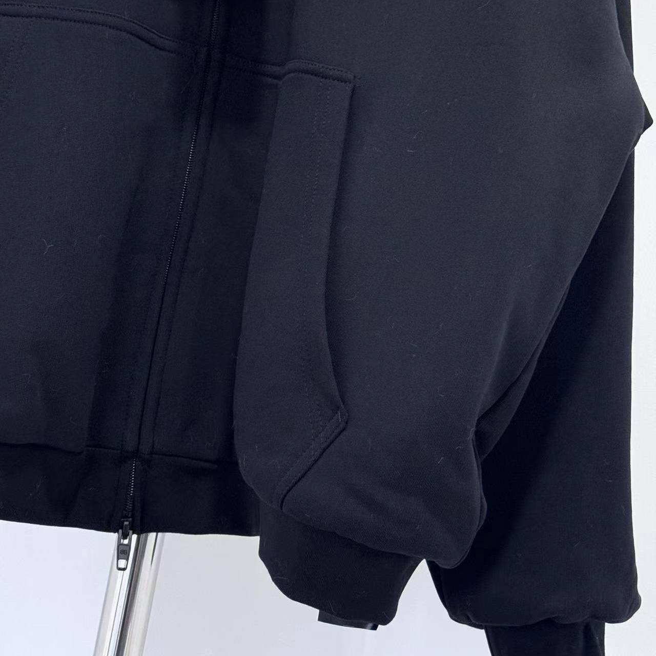 Balenciaga Fluffy Zip-Up Hoodie In Washed Black Medium Fleece - FashionPlug