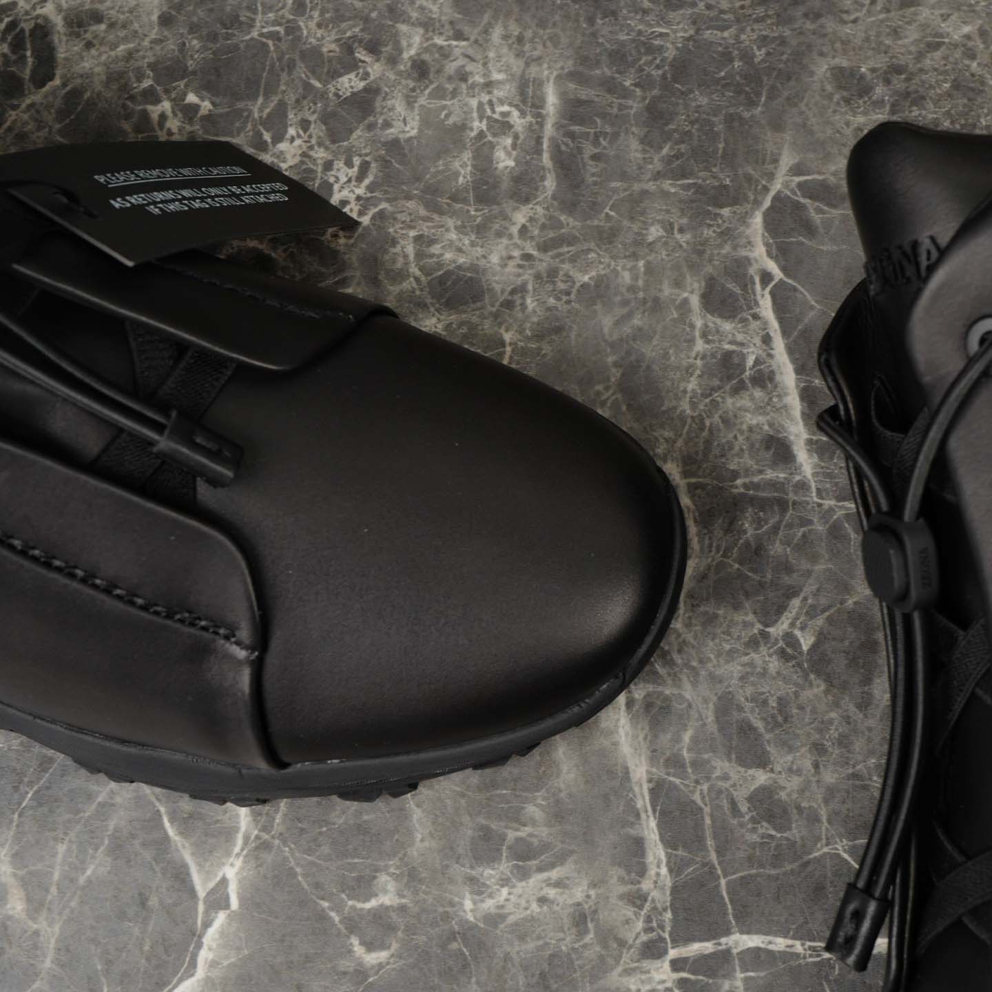 Zegna Black Leather Triple Stitch™ Vetta Sneakers - FashionPlug