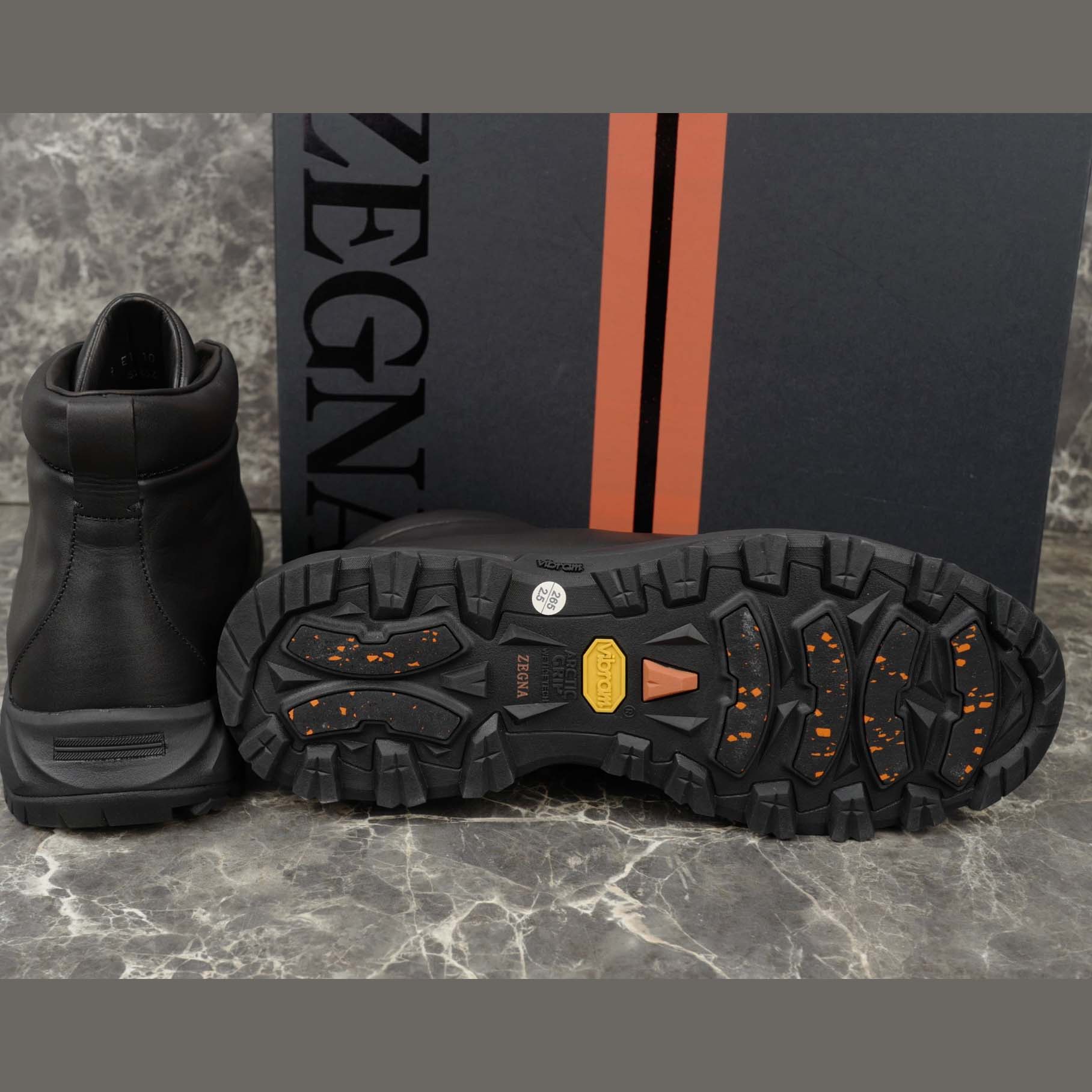 Zegna Black Leather Triple Stitch™ Vetta Sneakers - FashionPlug