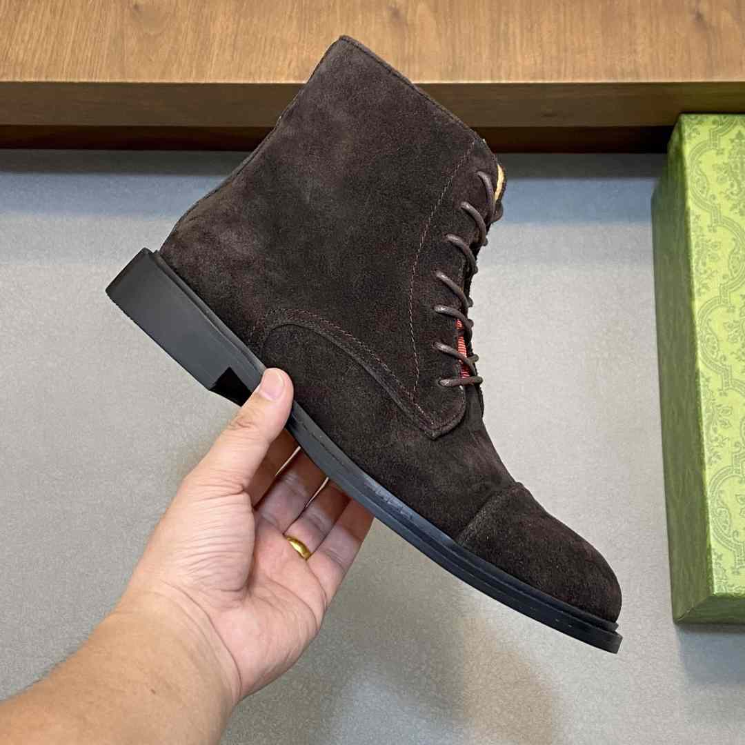 Gucci Men's Suede Lace-Up Boots - FashionPlug