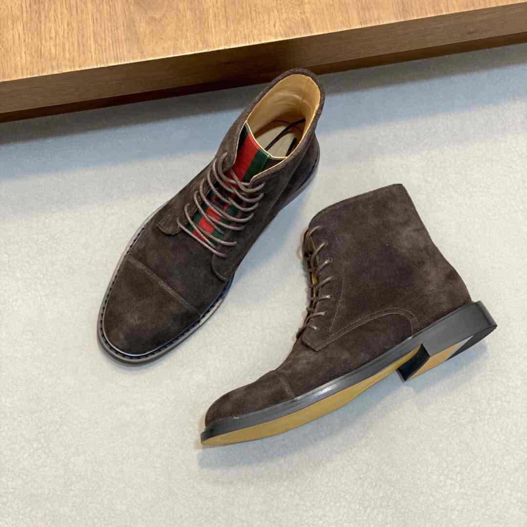 Gucci Men's Suede Lace-Up Boots - FashionPlug