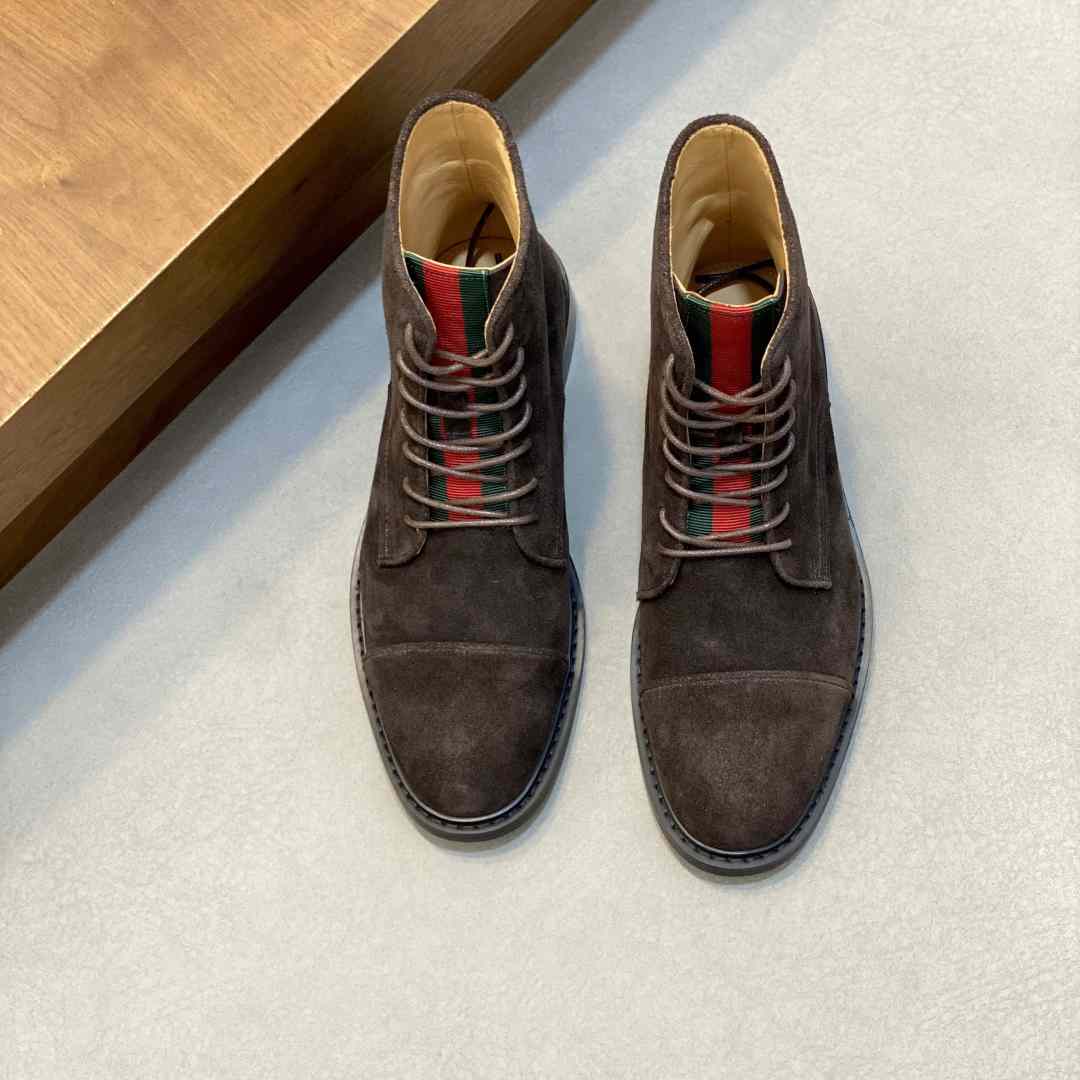 Gucci Men's Suede Lace-Up Boots - FashionPlug