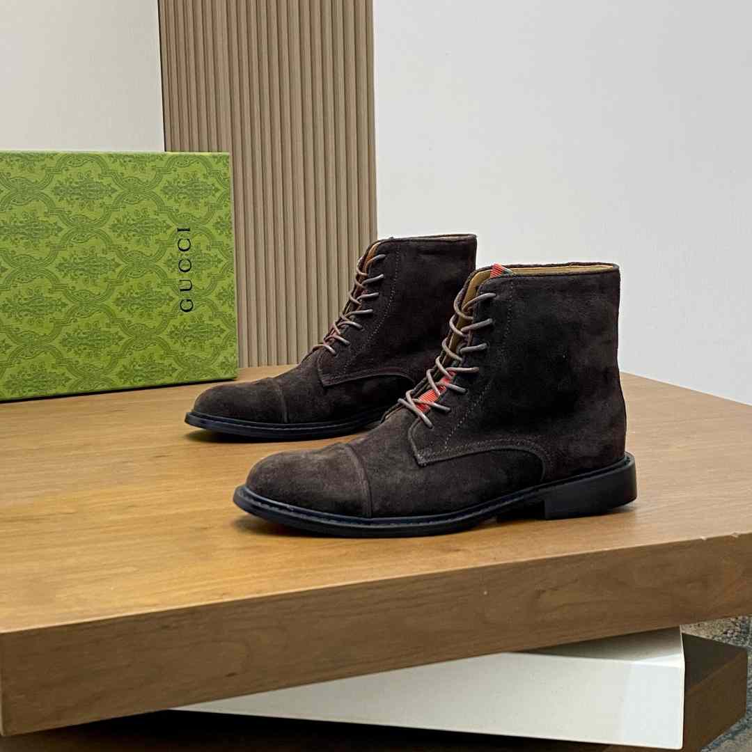 Gucci Men's Suede Lace-Up Boots - FashionPlug