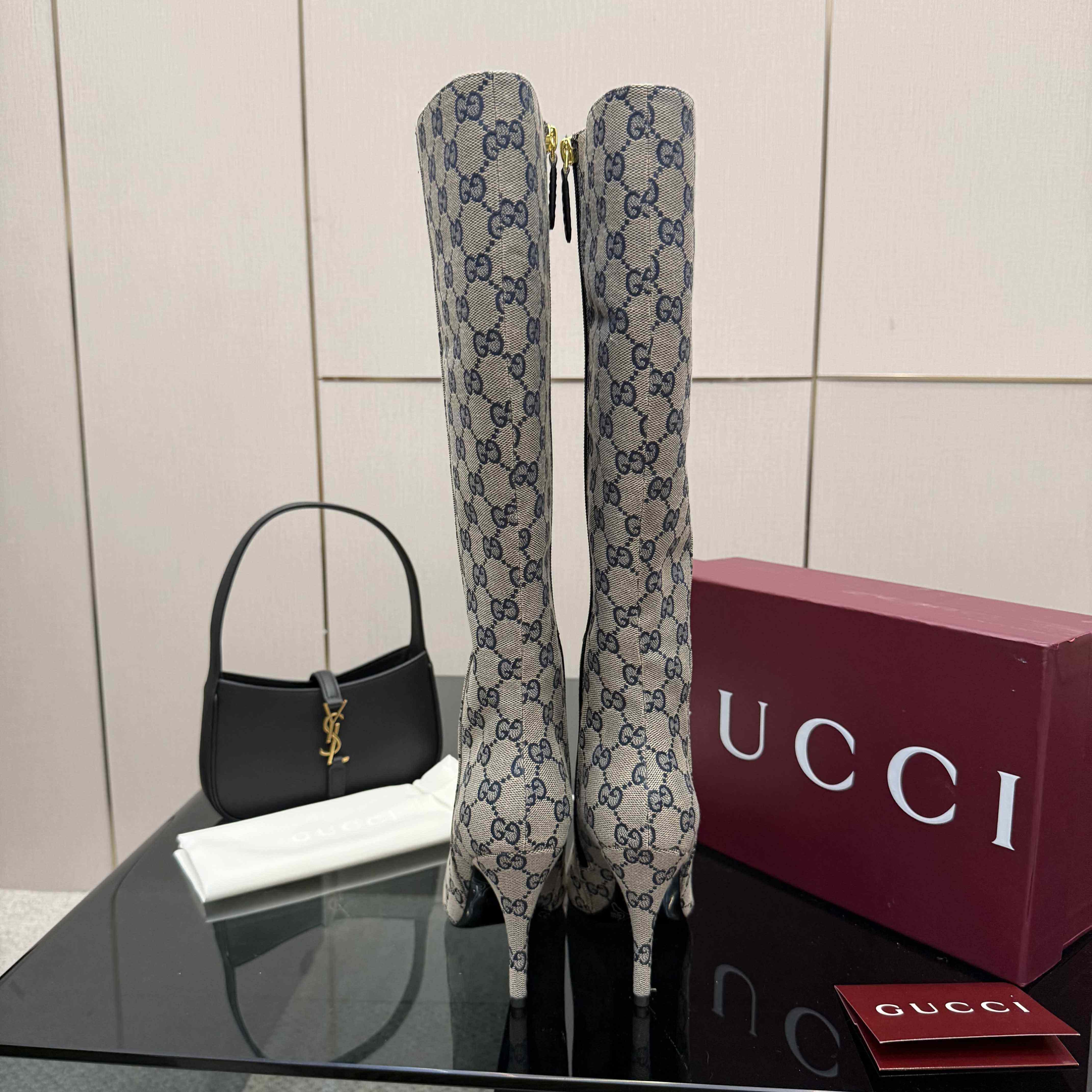 Gucci GG Monogram Knee-high Boots - FashionPlug