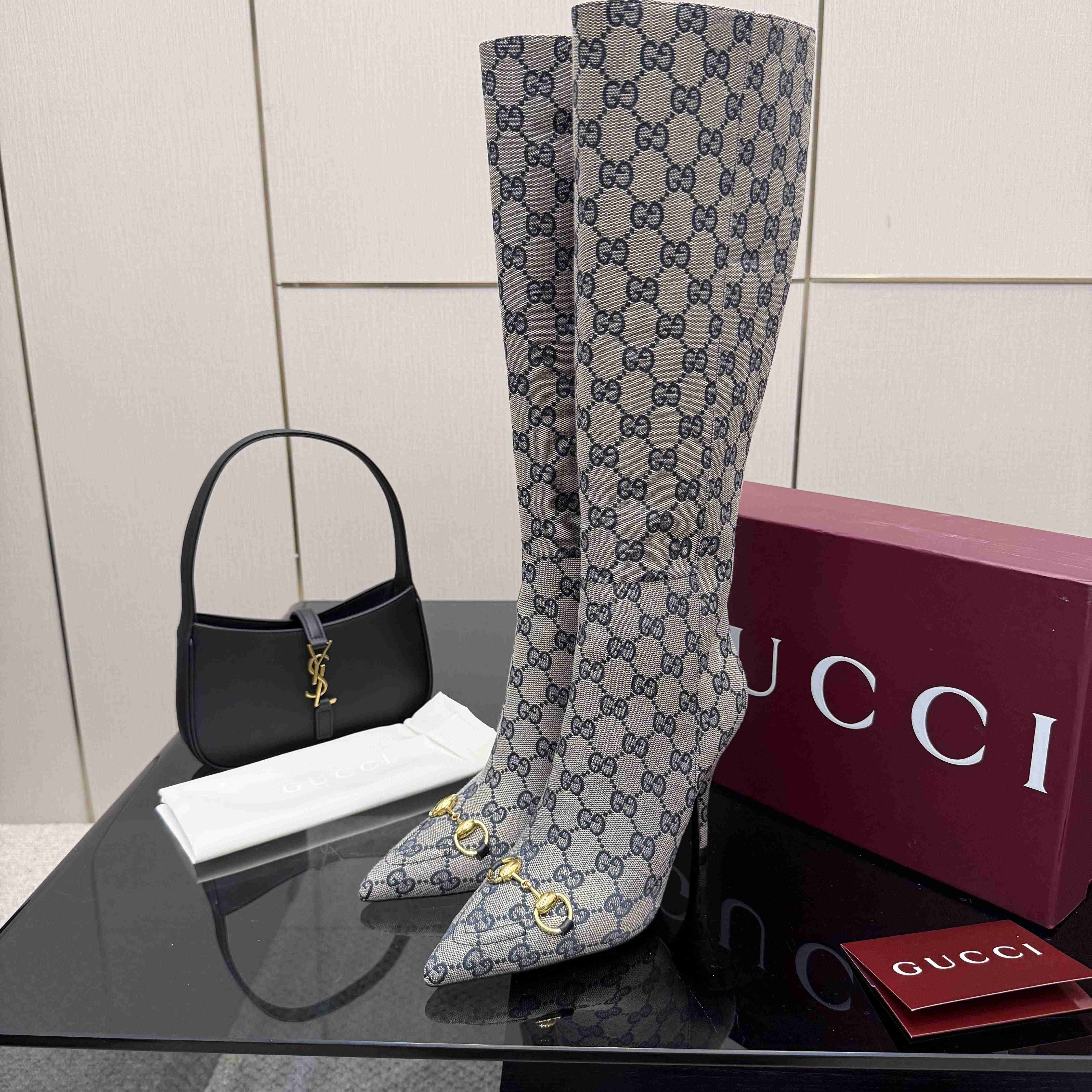 Gucci GG Monogram Knee-high Boots - FashionPlug