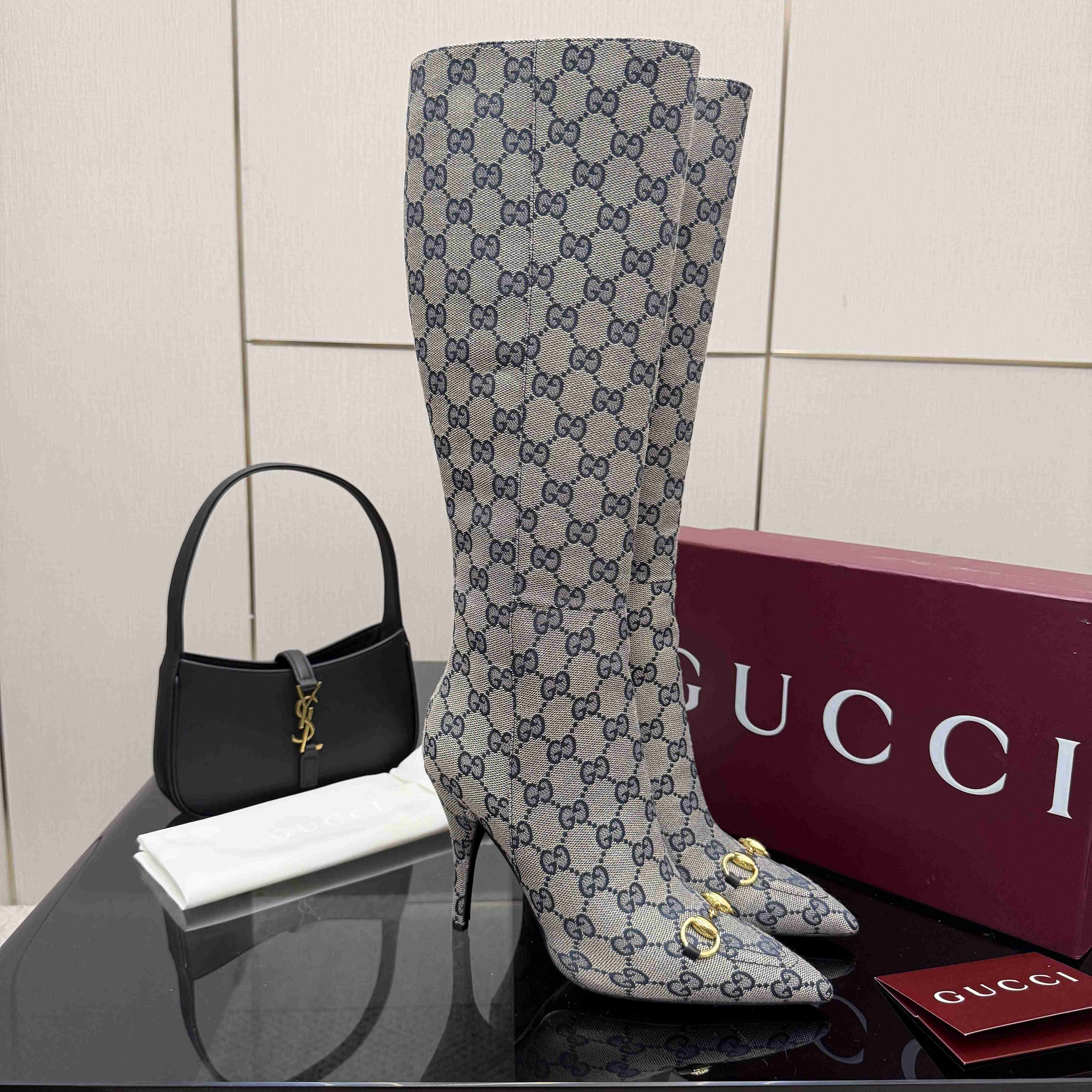 Gucci GG Monogram Knee-high Boots - FashionPlug