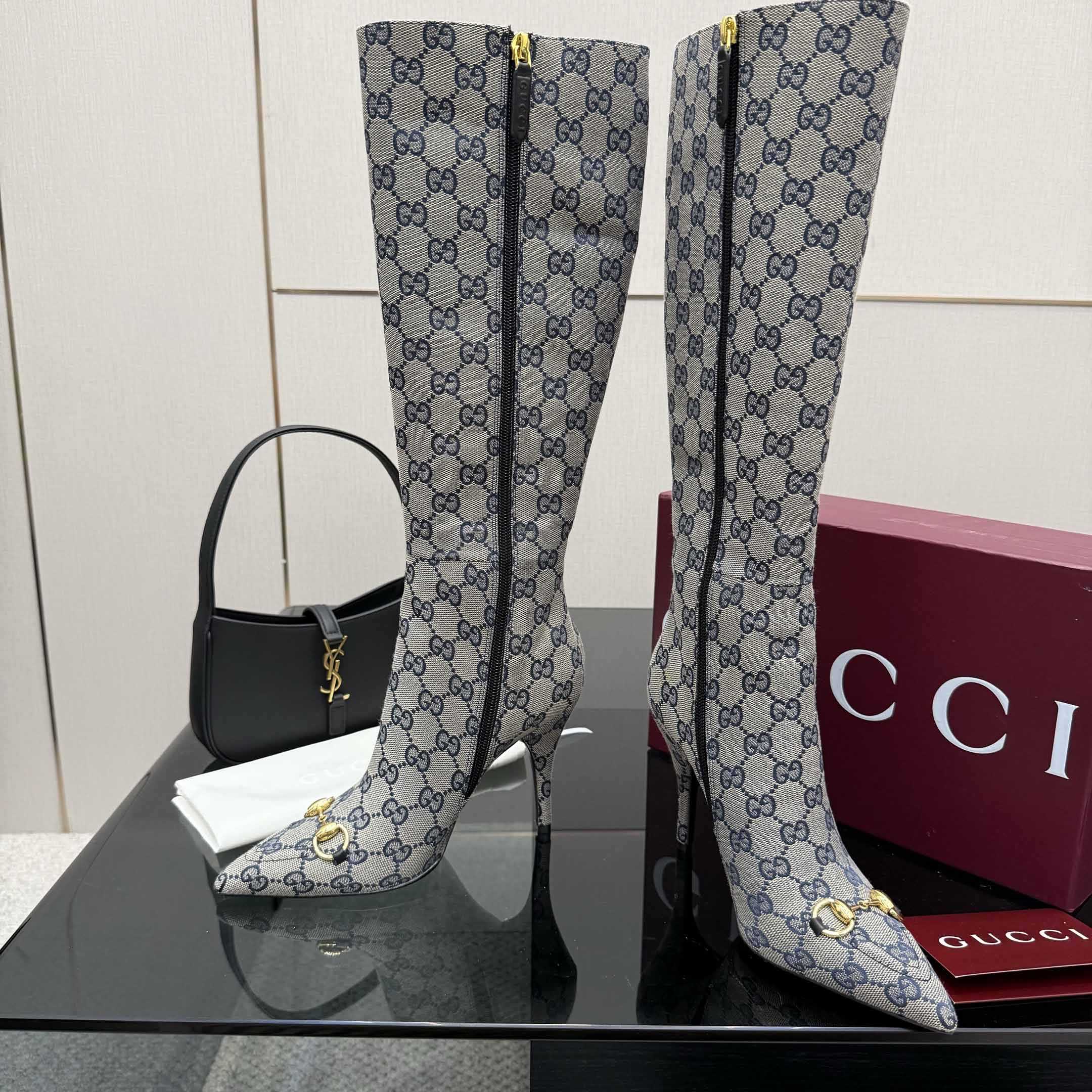 Gucci GG Monogram Knee-high Boots - FashionPlug