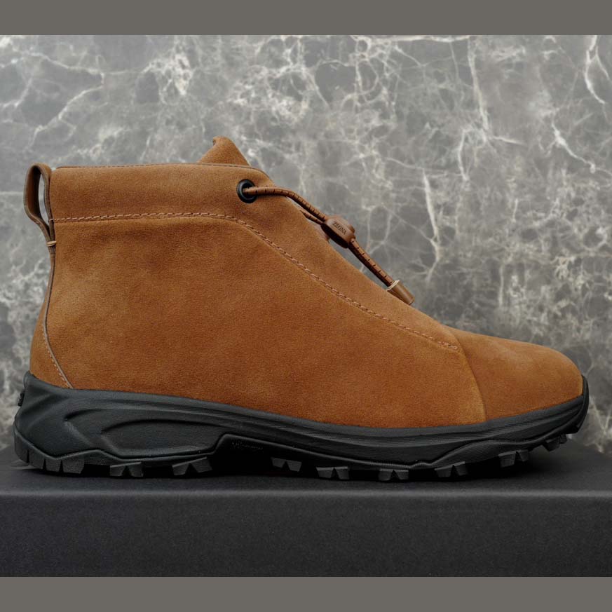 Zegna Dark Foliage Suede Triple Stitch™ Vetta Sneakers  - FashionPlug