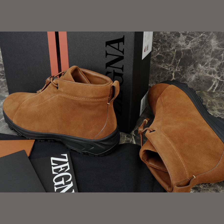 Zegna Dark Foliage Suede Triple Stitch™ Vetta Sneakers  - FashionPlug