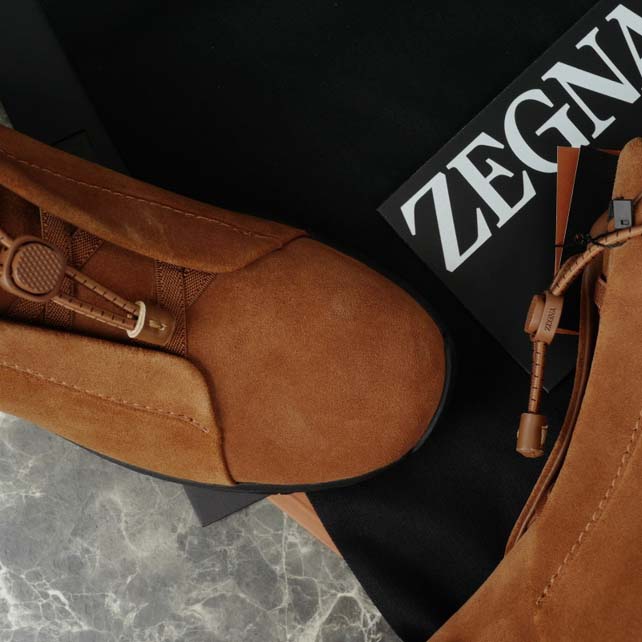 Zegna Dark Foliage Suede Triple Stitch™ Vetta Sneakers  - FashionPlug