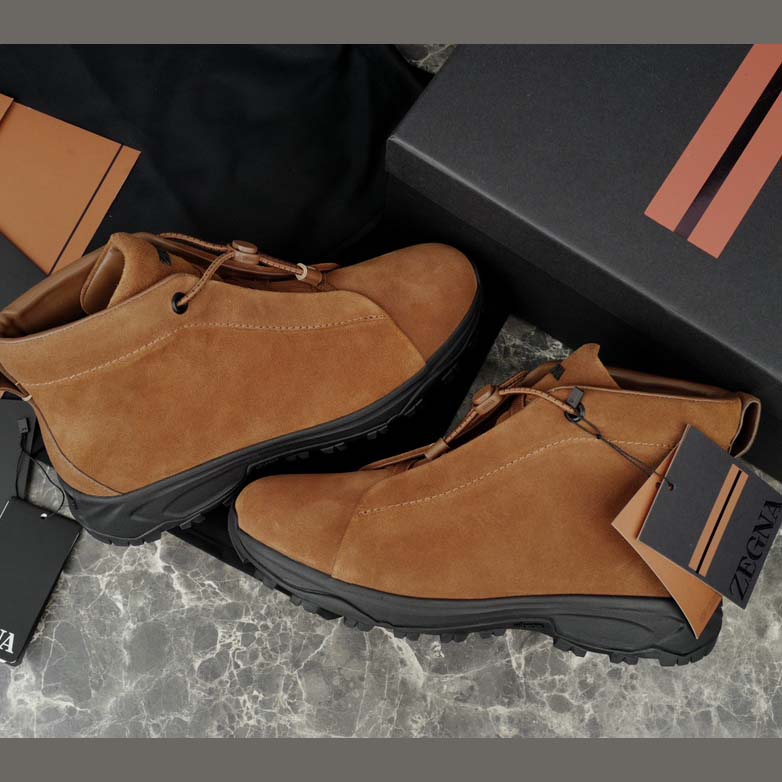 Zegna Dark Foliage Suede Triple Stitch™ Vetta Sneakers  - FashionPlug