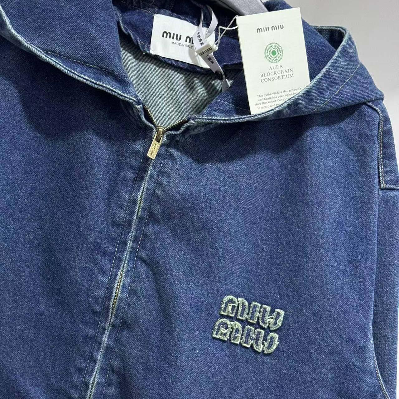 Miu Miu Denim Hoodie Jacket - FashionPlug