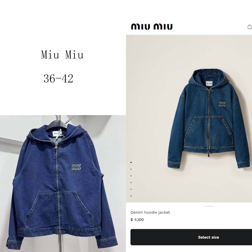 Miu Miu Denim Hoodie Jacket - FashionPlug