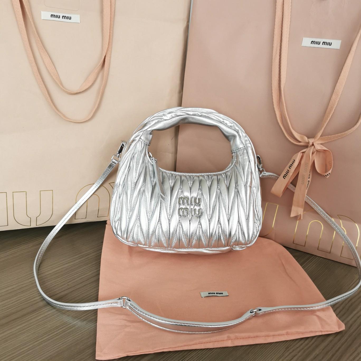 Miu Miu Wander Matelassé Nappa Leather Hobo Bag  - FashionPlug